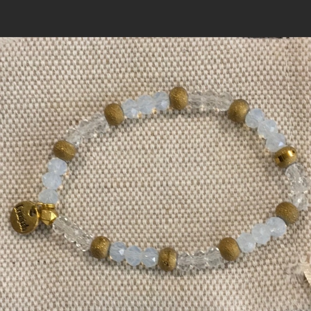 Erimish - Clear & Gold Stretch Beaded Bracelet - OS